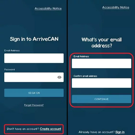 ثبتنام در اپلیکیشن arrivecan