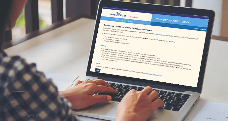 صویر صفحه اول سایت سیستم EOI نوا اسکوشیا