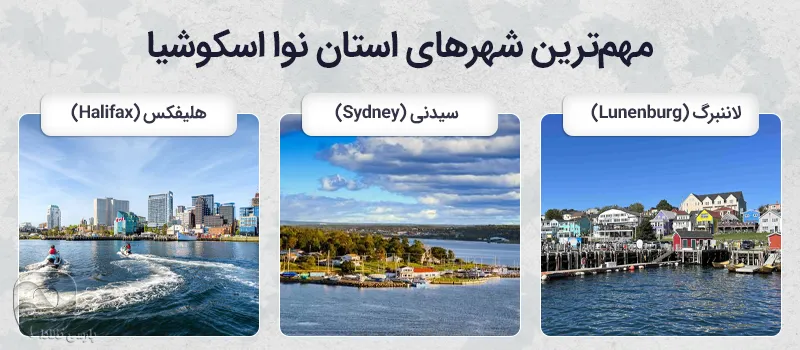سه شهر مهم استان نوا اسکوشیا