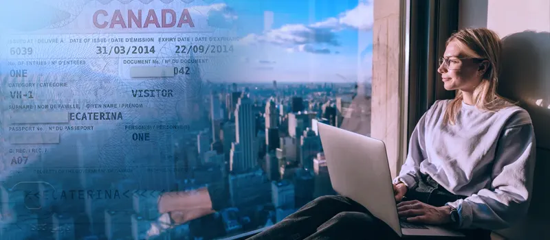 یه دیجیتا نومد در حال کار که قصد دارد با ویزای توریستی به کانادا برود