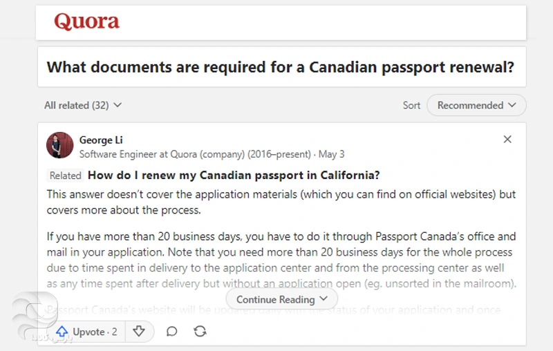 تجربه کاربر Quora در تمدید پاسپورت کانادای خود از کالیفرنیا