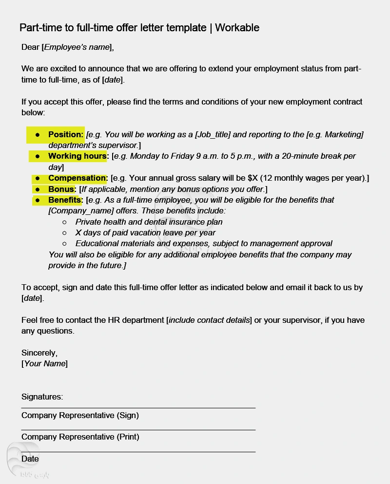 نمونه کامل یک جاب آفر