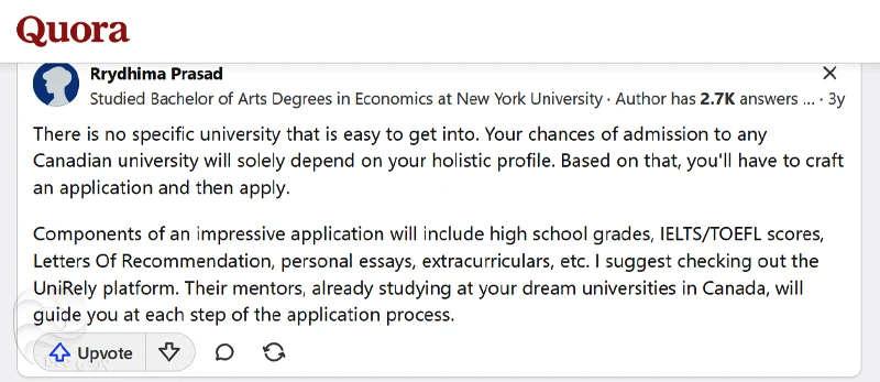 راحتترین دانشگاه کانادا برای پذیرش از نگاه کاربران