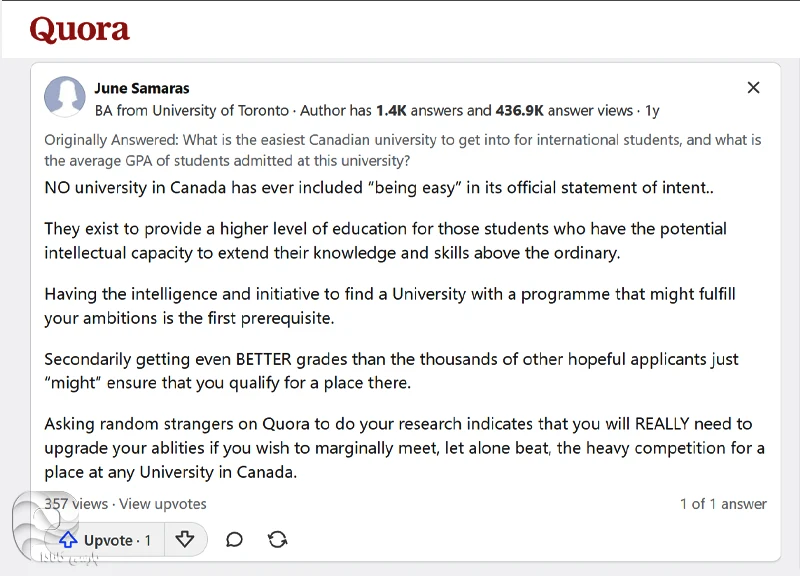 راحتترین دانشگاه کانادا برای پذیرش از نگاه کاربران